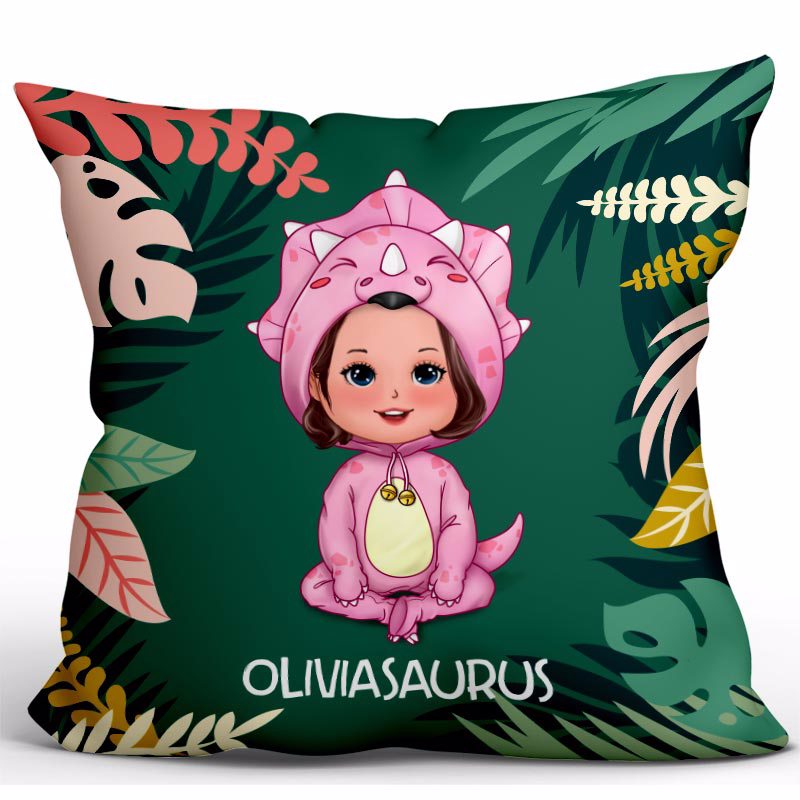 Cute Dinosaur Costume Gift For Kids Personalized Pillow (Insert Included)