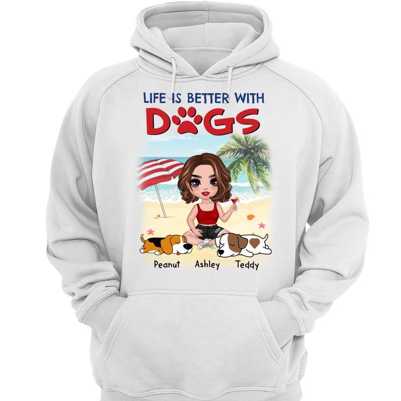 Better With Fur Babies Dogs Cats Summer Doll Girl Sitting Personalized Hoodie Sweatshirt