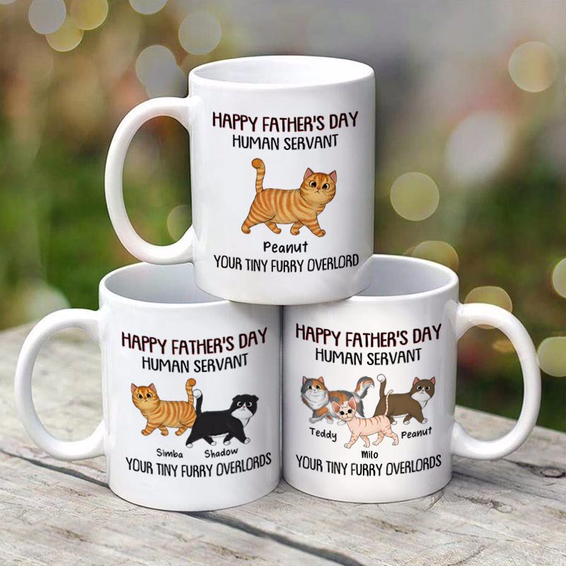 Walking Fluffy Cats Happy Father‘s Day Cat Human Servant Personalized Mug