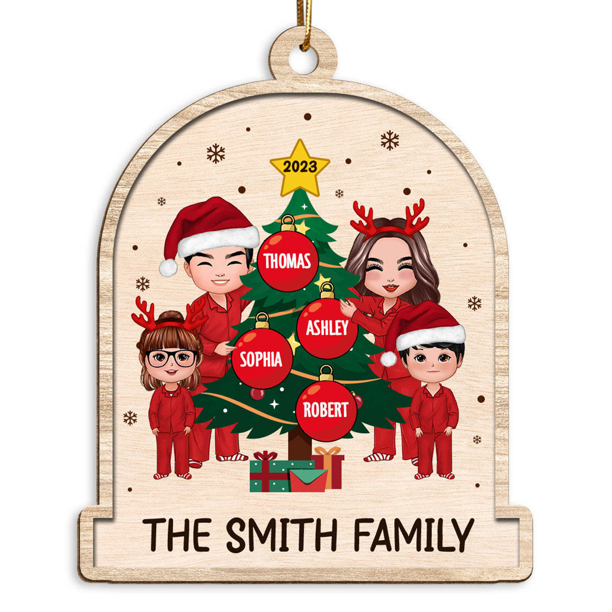 Family Tree Christmas Tree Personalized Wooden Ornament