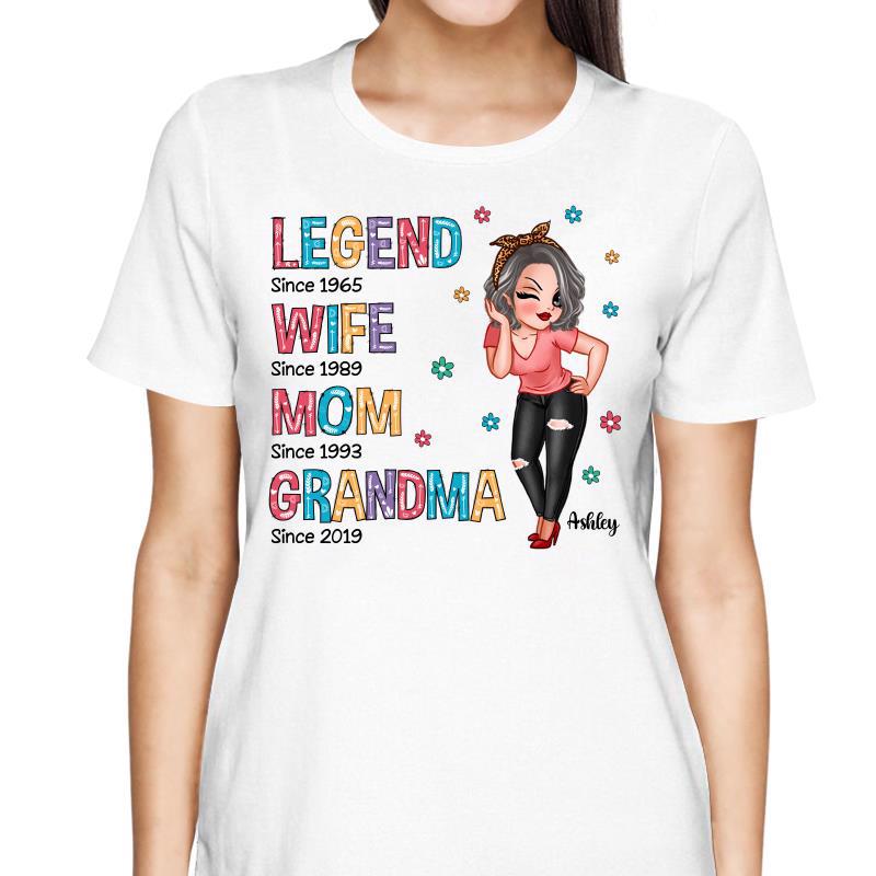Legend Wife Mom Grandma Colorful Pattern Sassy Woman Personalized Shirt