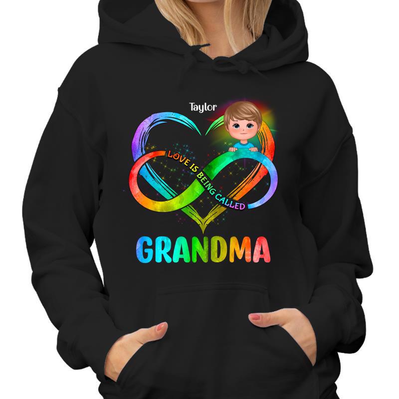 Colorful Heart Infinity Mom Grandma Doll Kid Personalized Hoodie Sweatshirt
