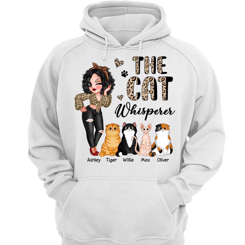 Cat Mom Whisperer Leopard Personalized Hoodie Sweatshirt