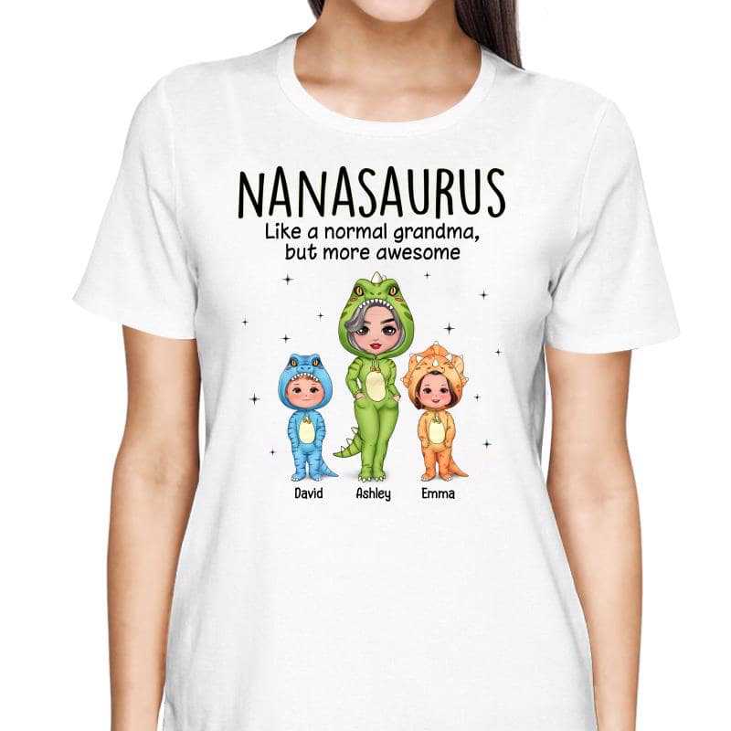 Grandmasaurus Grandma & Kids Dinosaur Costume Doll Personalized Shirt