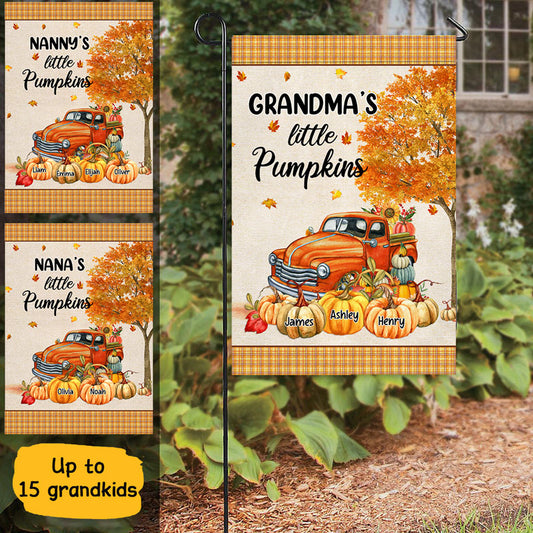 Grandma‘s Little Pumpkins Fall Season Personalized Garden Flag