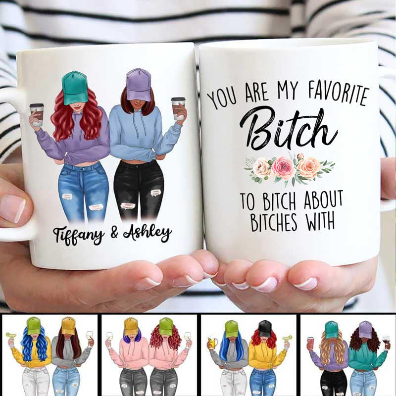 Bitch Besties Modern Girls Personalized Mug