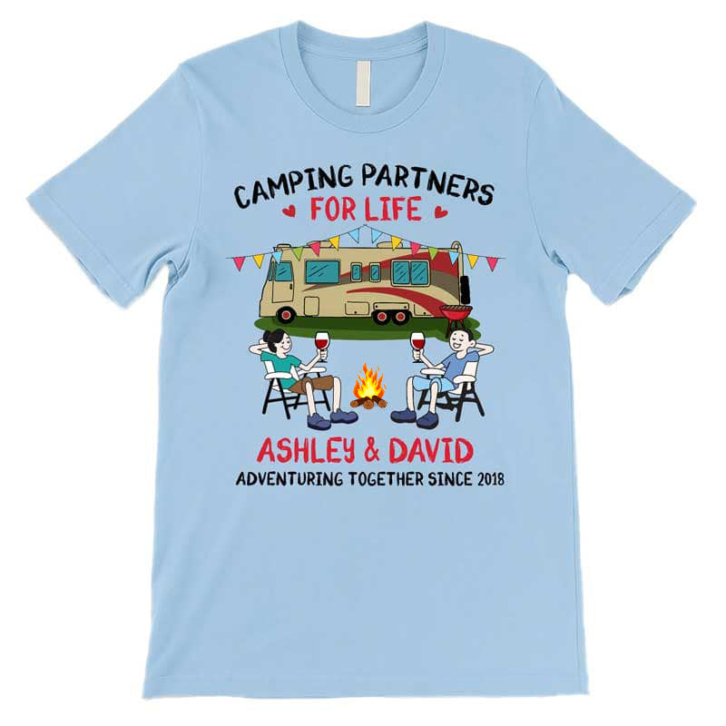 Camping Couple Adventuring Together Stick Personalized Shirt
