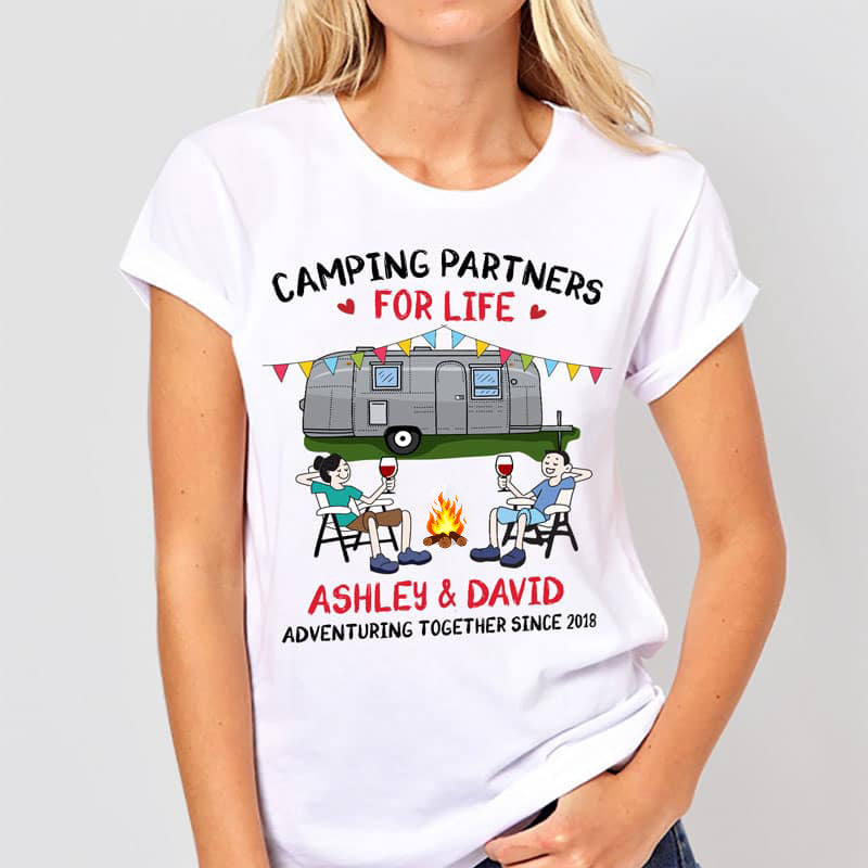 Camping Couple Adventuring Together Stick Personalized Shirt