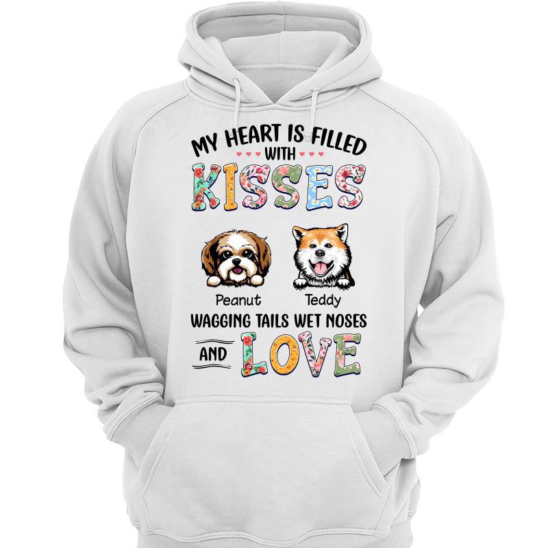 Heart Filled With Kisses Dog Mom Gift Personalized Hoodie Sweatshirt