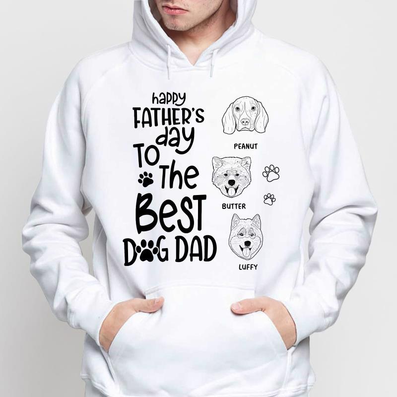 Happy Father‘s Day To Best Dog Dad Simple Outline Personalized Hoodie Sweatshirt