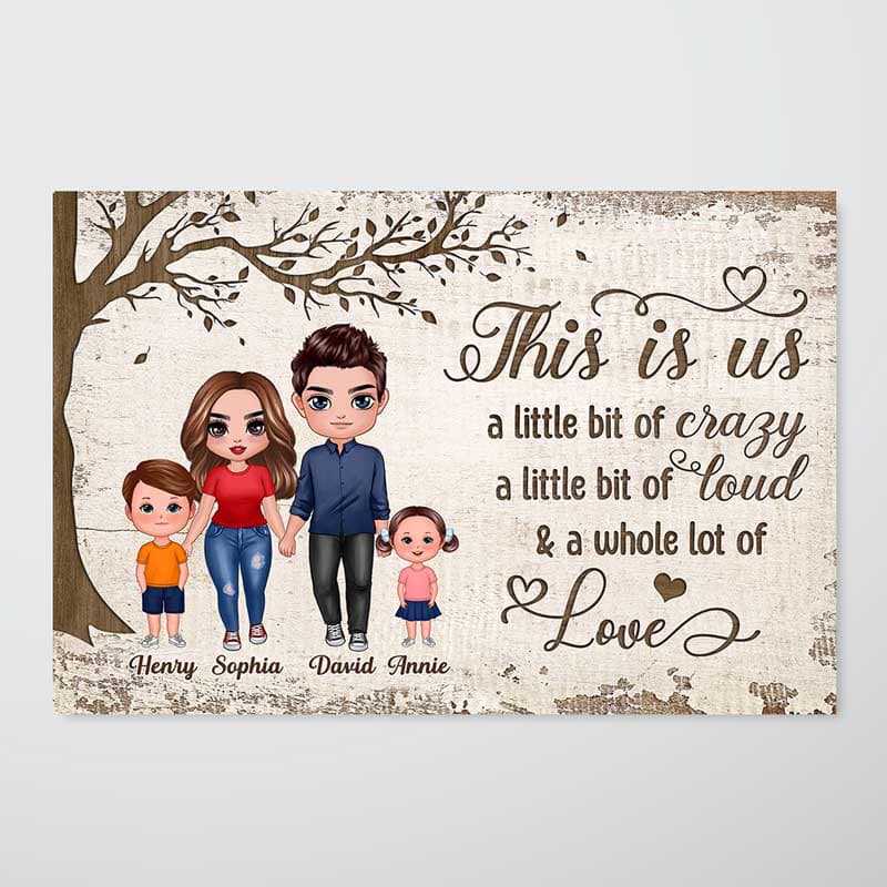 Doll Family Standing Under Tree This Is Us Personalized Horizontal Poster