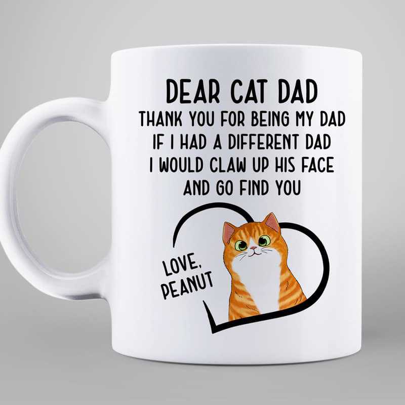 Dear Cat Dad Cats Inside Heart Personalized Mug