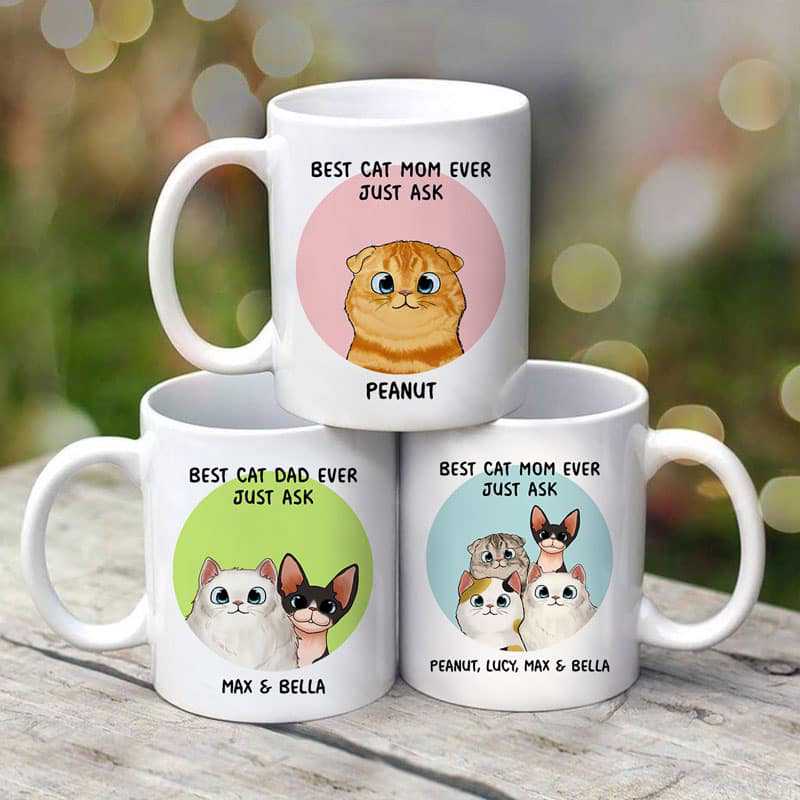 AOP Mugs Best Cat Mom Cat Dad Ever Just Ask Fluffy Cats Personalized Mug 11oz