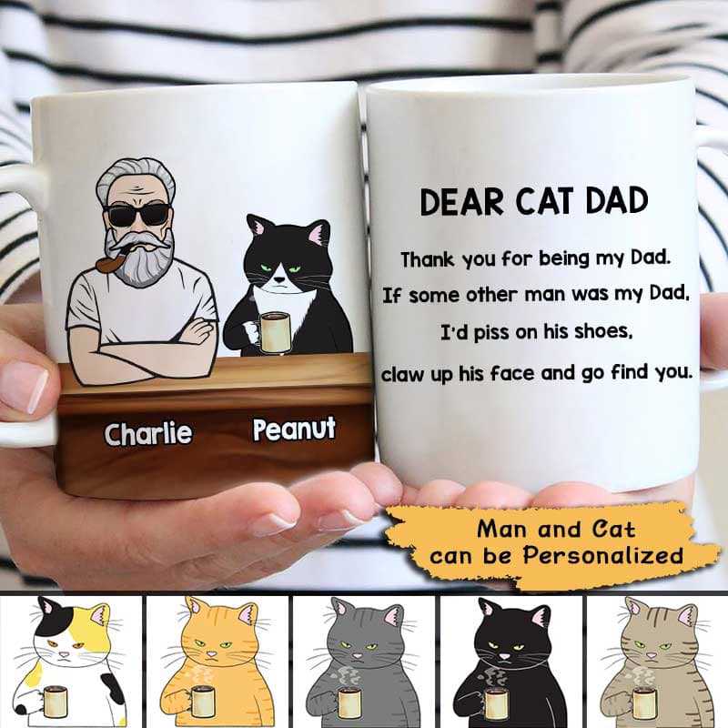 AOP Mugs Dear Cat Dad Old Man Personalized AOP Mug 11oz