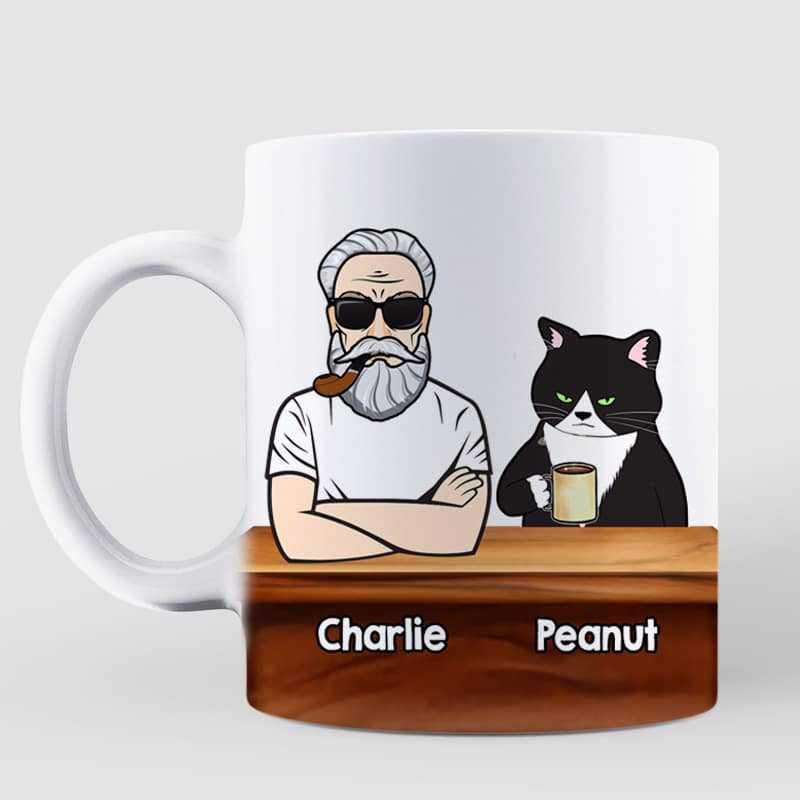 AOP Mugs Dear Cat Dad Old Man Personalized AOP Mug 11oz
