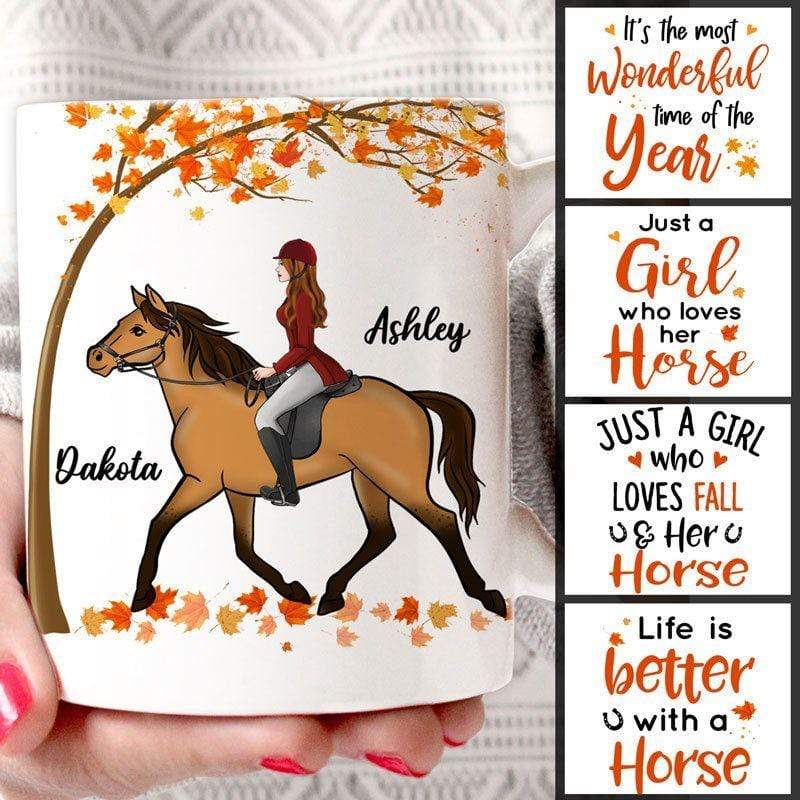 AOP Mugs Girl Riding Horse Life Is Better With A Horse Fall Personalized AOP Mug 11oz