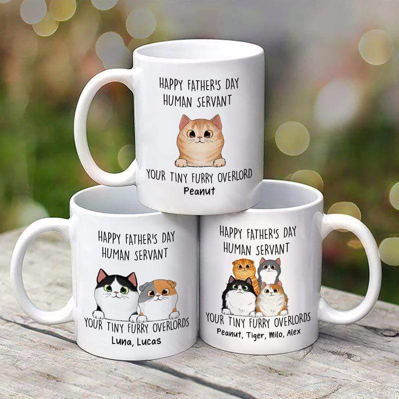 AOP Mugs Happy Father‘s Day Cat Human Servant Personalized Mug 11oz