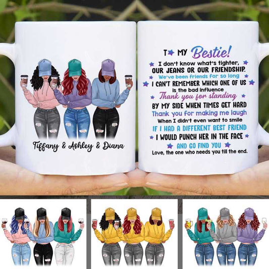 AOP Mugs Modern Girls Front View To My Bestie Personalized Mug (3 Besties) 11oz