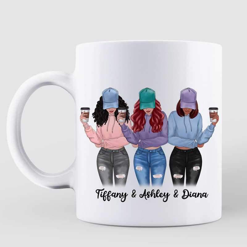 AOP Mugs Modern Girls Front View To My Bestie Personalized Mug (3 Besties) 11oz