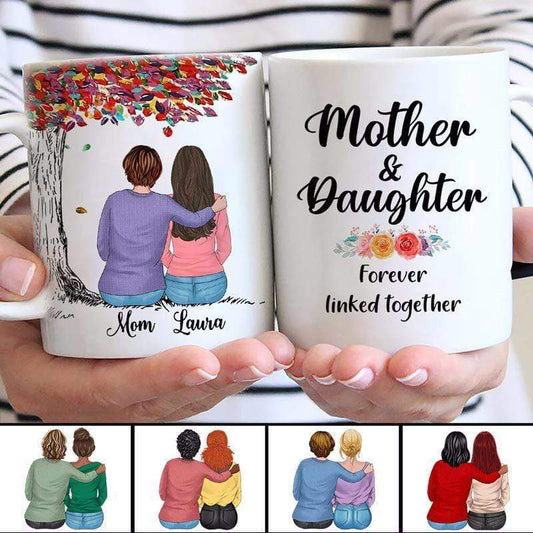 AOP Mugs Mother Daughter Colorful Tree Personalized Mug 11oz