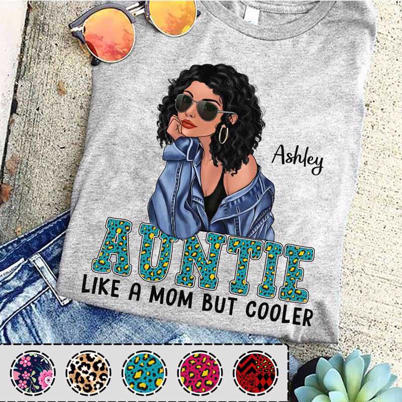 Apparel Aunt Like Mom But Cooler Fashion Personalized Shirt Classic Tee / Ash Classic Tee / S