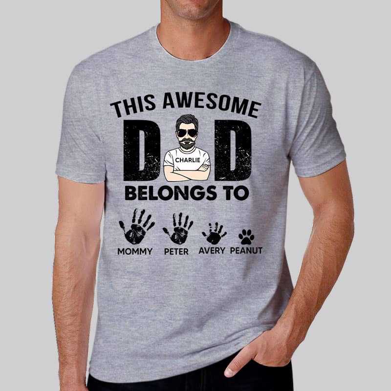 Apparel Awesome Dad Belongs To Personalized Personalized Shirt