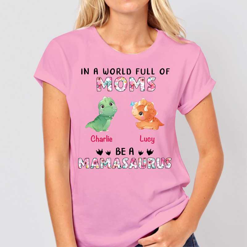 Apparel Be A Mamasaurus Floral Cute Little Dinosaur Personalized Shirt