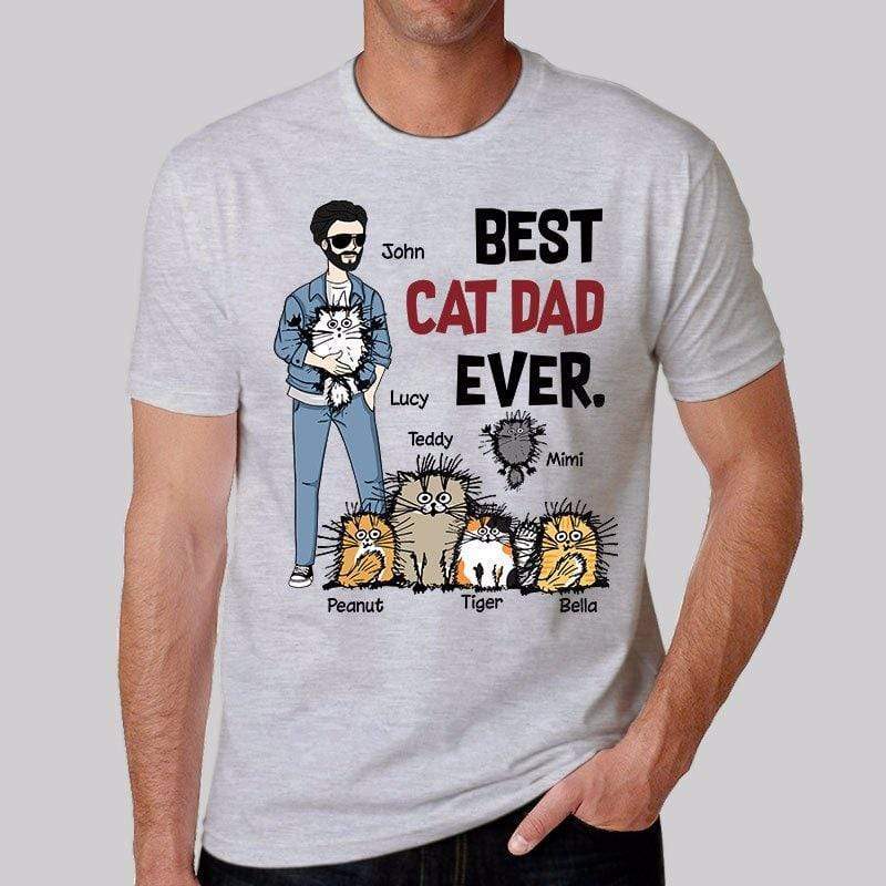 Apparel Best Cat Dad Ever Stick Cat Man Personalized Shirt
