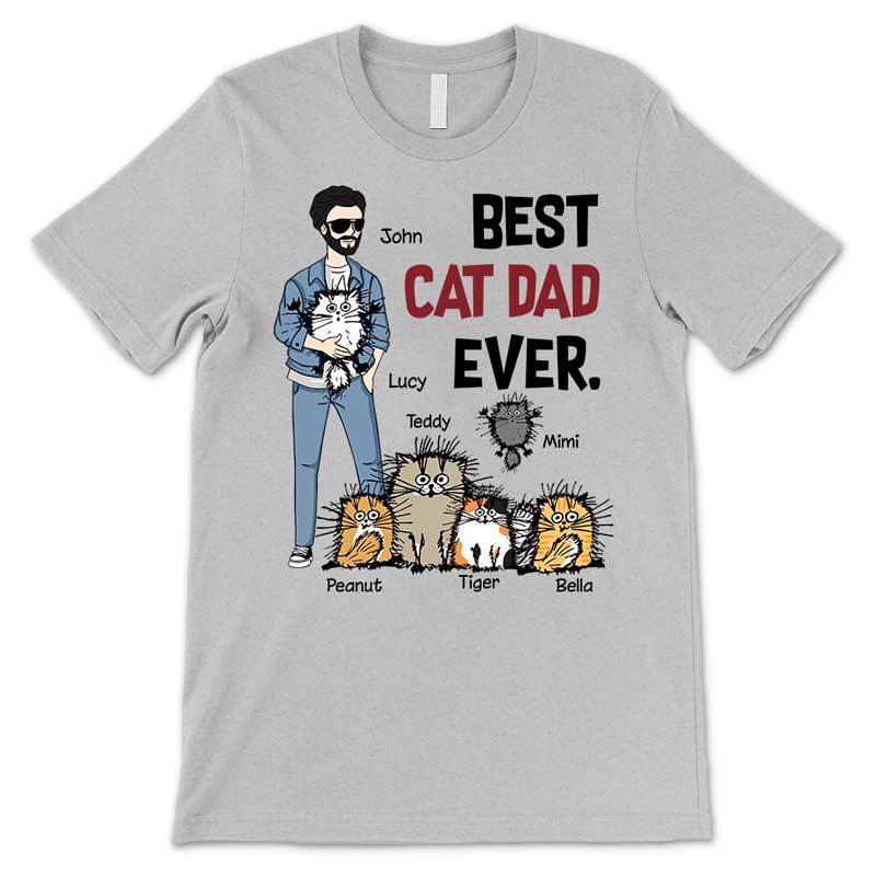 Apparel Best Cat Dad Ever Stick Cat Man Personalized Shirt