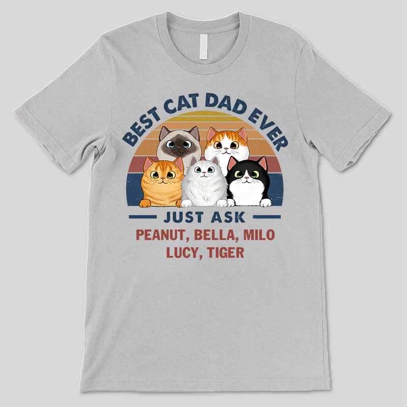 Apparel Best Cat Dad Mom Fluffy Cat Retro Personalized Shirt