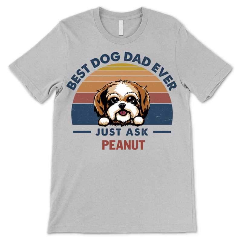 Apparel Best Dog Dad Peeking Dog Retro Personalized Shirt