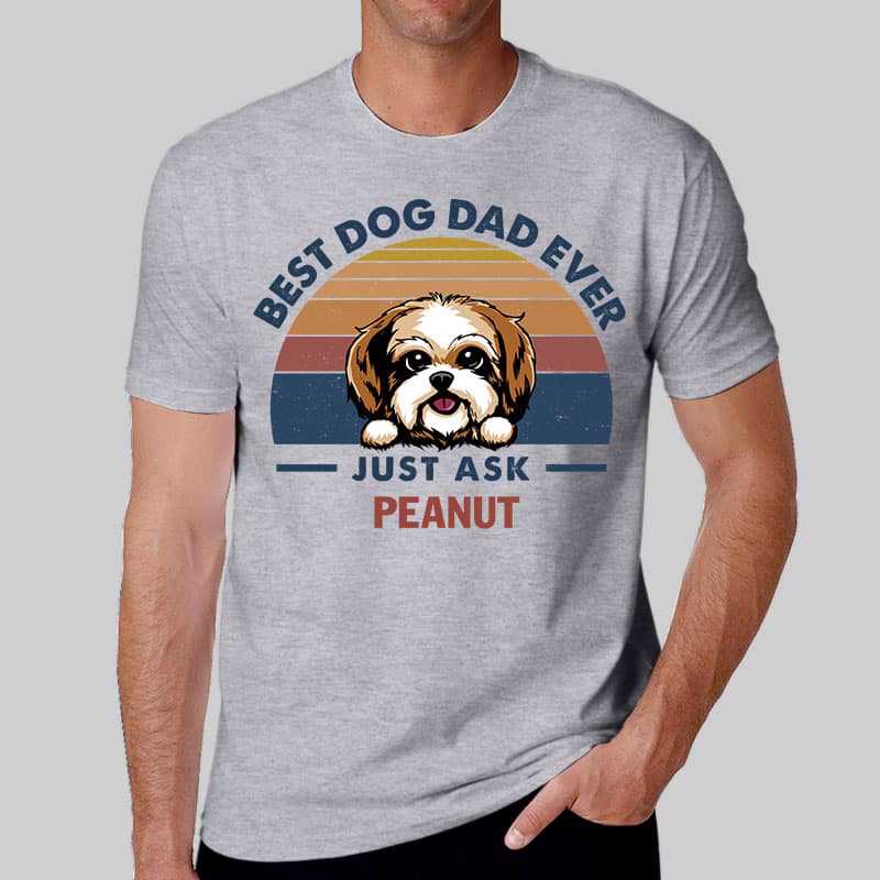 Apparel Best Dog Dad Peeking Dog Retro Personalized Shirt