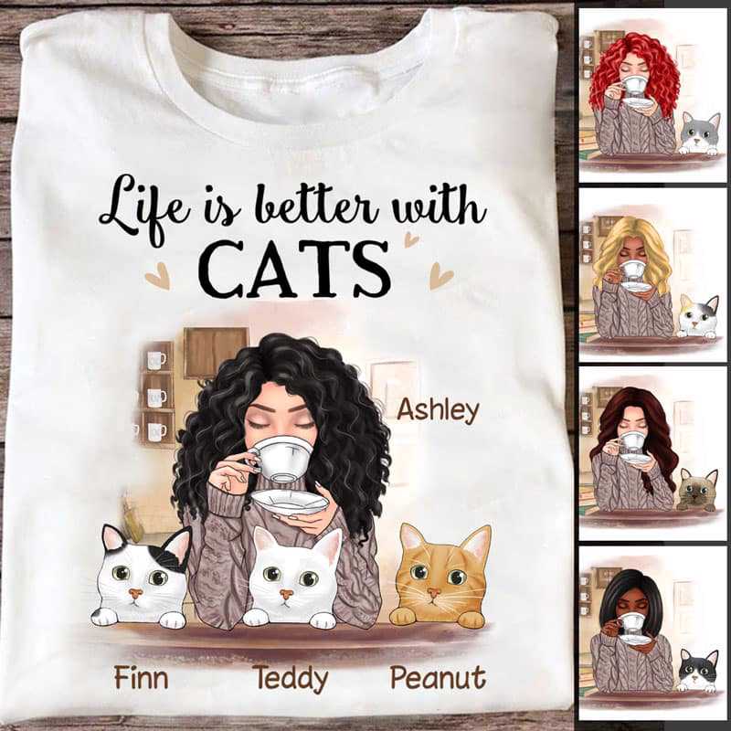 Apparel Better With Cat Personalized Shirt Classic Tee / White Classic Tee / S