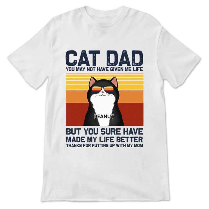 Apparel Cat Dad Made My Life Better Retro Personalized Shirt