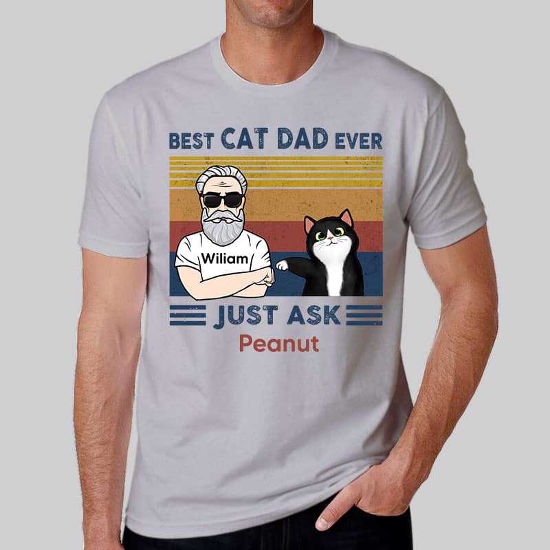 Apparel Cat Dad With Fluffy Cat Personalized Shirt