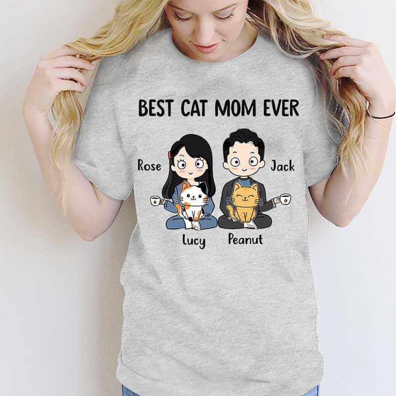 Apparel Cat Mom Cat Dad Chibi Couple Personalized Shirt