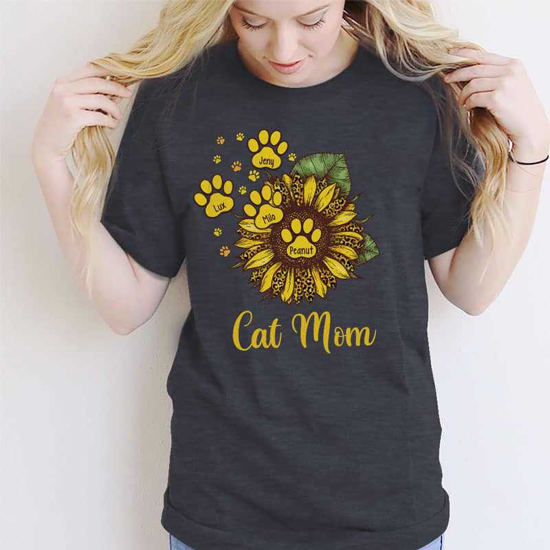 Apparel Cat Mom Dog Mom Sunflower Leopard Personalized Shirt