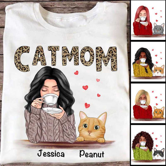 Apparel Cat Mom Pattern Personalized Shirt Classic Tee / White Classic Tee / S