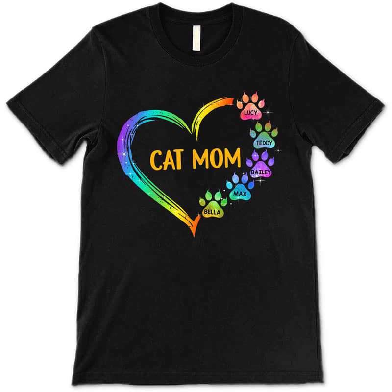 Apparel Cat Mom Paw Hearts Personalized Shirt