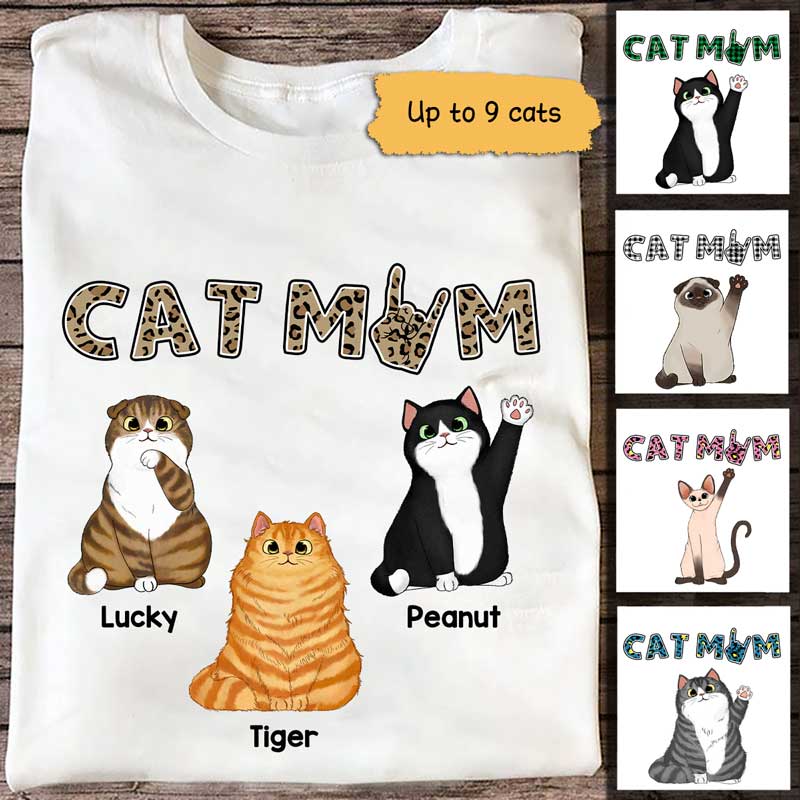 Apparel Cat Mom Rockin Fluffy Cats Sitting Personalized Shirt