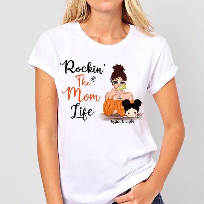 Apparel Cocktail Girl Rockin‘ Mom Life Cute Kids Personalized Shirt