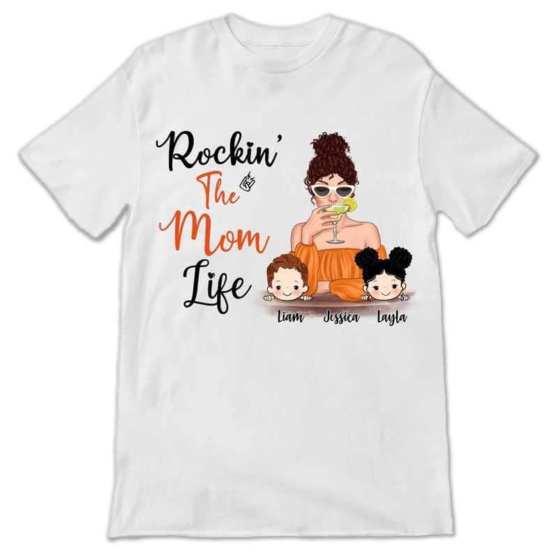 Apparel Cocktail Girl Rockin‘ Mom Life Cute Kids Personalized Shirt