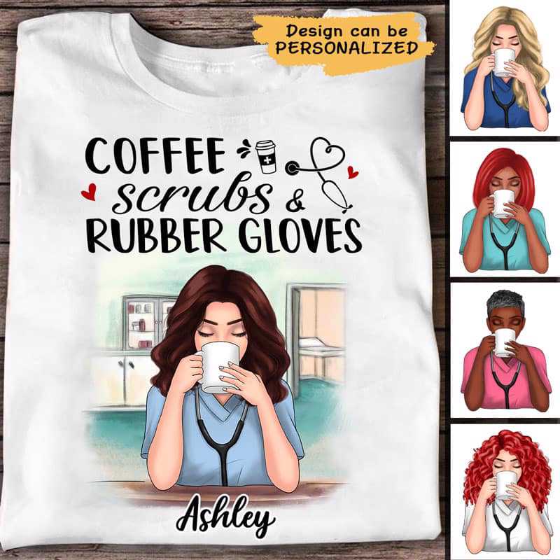 Apparel Coffee Scrubs And Rubber Gloves Personalized Shirt Classic Tee / White Classic Tee / S