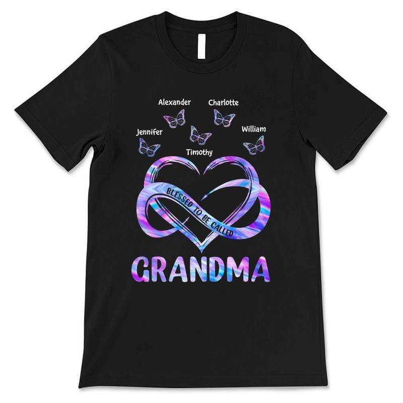 Apparel Colorful Heart Infinity Butterfly Grandma Mom Personalized Shirt