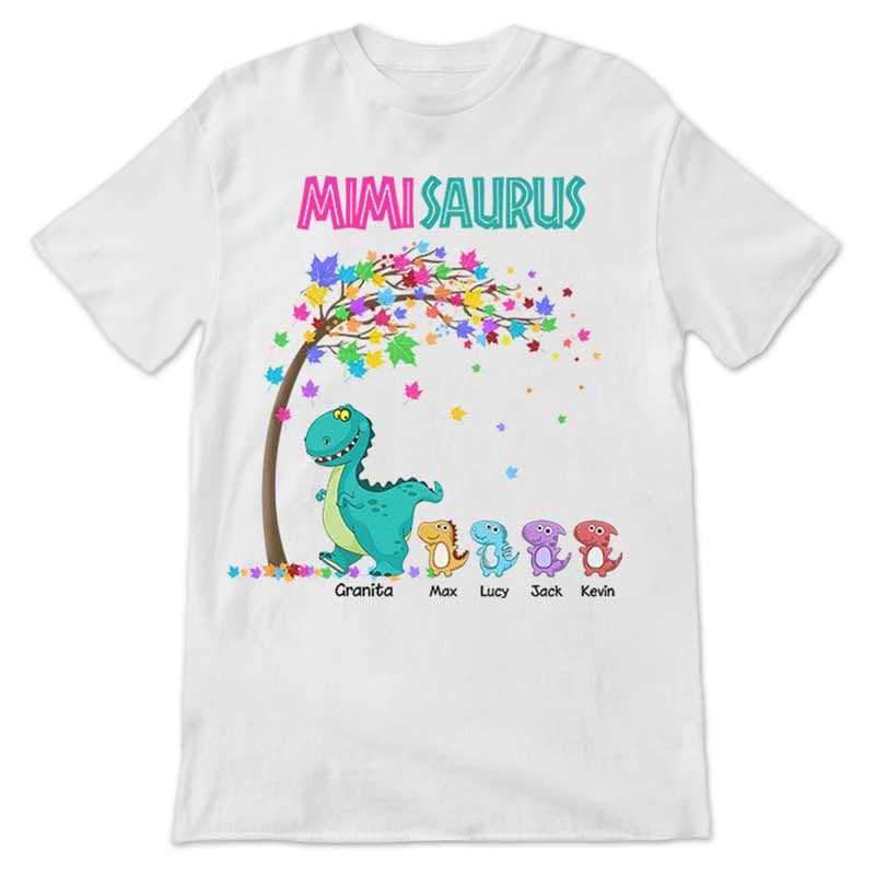 Apparel Colorful Tree Grandmasaurus And Kids Personalized Shirt