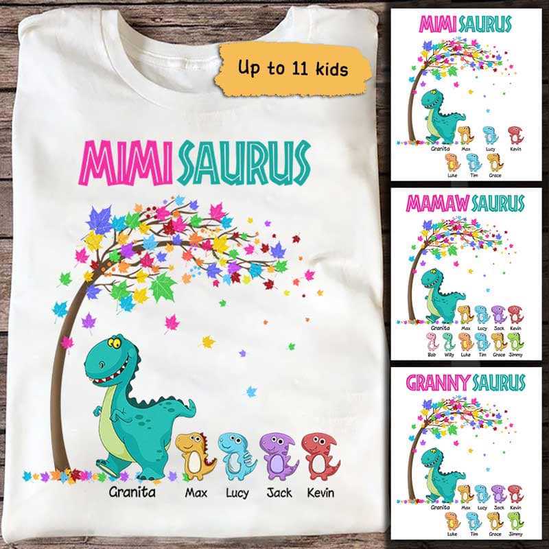 Apparel Colorful Tree Grandmasaurus And Kids Personalized Shirt Classic Tee / White Classic Tee / S