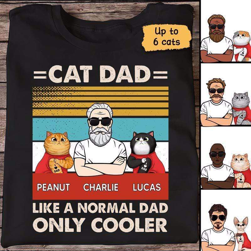 Apparel Cooler Cat Dad Tattoo Fluffy Cat Personalized Shirt Classic Tee / Black Classic Tee / S