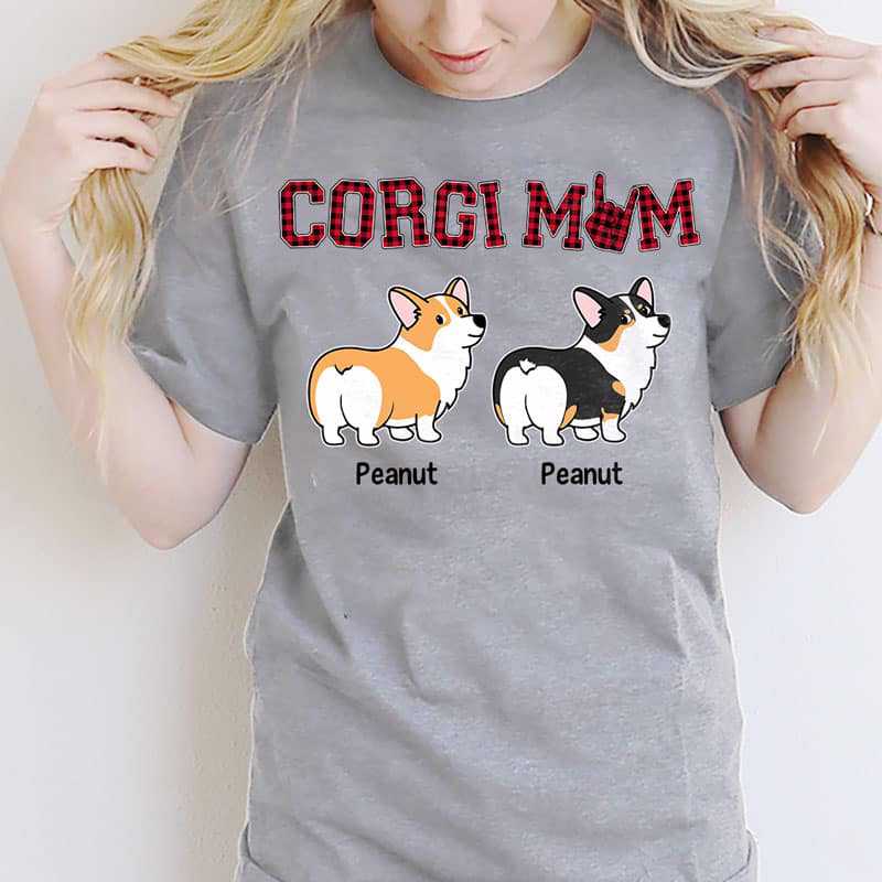 Apparel Corgi Mom Red Plaid Personalized Shirt