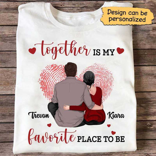 Apparel Couple Fingerprint Heart Personalized Shirt Sweatshirt / Light Pink Sweatshirt / S