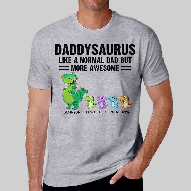 Apparel Daddy Grandpa Uncle Dinosaur And Kids Personalized Shirt (Ver 1-10 Kids)